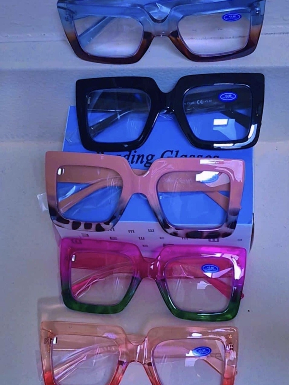 Women's Oversized Square Reading Glasses - Multi Pink Gradient